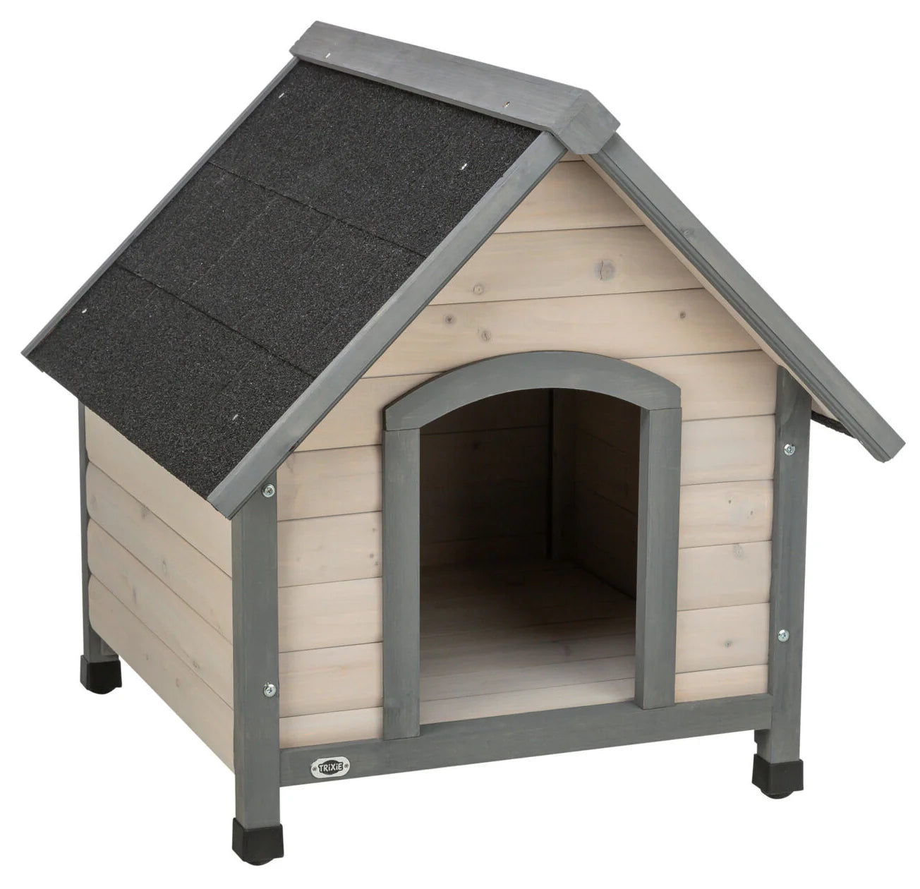 NATURA bouda pro psa se sedlovou střechou M 77 × 82 × 88 cm — šedá